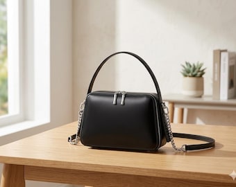 Borsa a tracolla in vera pelle da donna / Piccola borsa a spalla quadrata / Borsa da lavoro per tutti i giorni