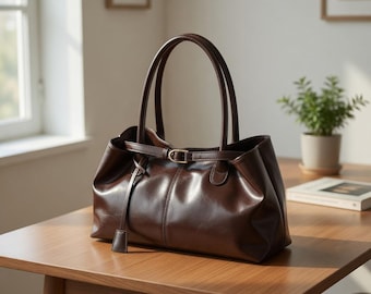 Borsa a tracolla in ecopelle, borsa a mano morbida, borsa a mano grande per tutti i giorni e per il lavoro, da donna.