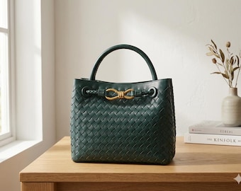 Borsa tote in ecopelle intrecciata da donna / Borsa a tracolla capiente / Borsa per tutti i giorni