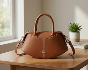 Borsa Boston in ecopelle da donna / Borsa a tracolla minimalista / Borsa da lavoro per tutti i giorni