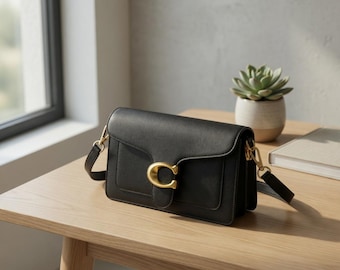 Small PU Leather Shoulder Bag for Women | Flap Cover Crossbody Bag with Lock Detail | Double Strap Daily Commuter Handbag