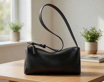 Borsa a cilindro in vera pelle bovina da donna / Mini borsa a tracolla in pelle / Borsa per tutti i giorni