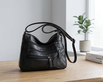 Borsa a tracolla in ecopelle, borsa a spalla morbida per tutti i giorni, borsa casual leggera da donna