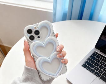 Herz Transparente iPhone Hülle Ästhetische Liebe Herz Handyhülle für iPhone 17 16 15 14 13 Pro Max | Niedliche Minimal klare Schutzhülle
