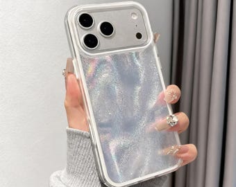 Treibsand Laser Handyhülle für iPhone 17 Air 16 15 Pro Max 14 13 12 11, Candy Color Glitter Liquid Cover, stoßfest, durchsichtig