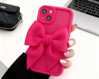 3D Bowknot Silicone iPhone Case Cute Bow Phone Case for iPhone 17 16 15 14 13 12 11 Pro Max XR XS Max 7 8 Plus SE2 Soft Shockproof Cover