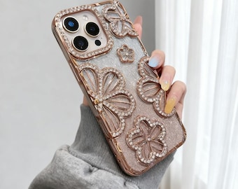 Diamant-Glitter-iPhone-Hülle, Luxus-Farbverlauf-Bling-Abdeckung, stoßfestes, weiches TPU für iPhone 11 12 13 14 15 16 Pro Max Plus