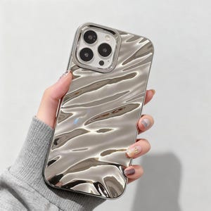 Luxury 3D Wavy iPhone Case, Elegant Glossy Texture Cover, Shockproof Slim Soft Case for iP 7 8 X XR XS 11 12 13 14 15 16 17 Pro Max Plus SE
