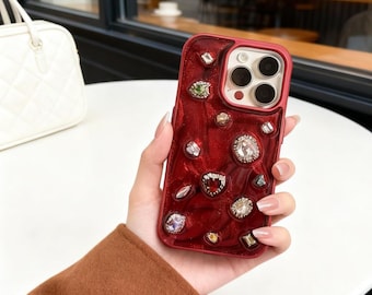 Candy Farbe Strass iPhone Hülle, Luxus Bling Crystal Phone Case für iPhone 11 12 13 14 15 16 Pro Max Plus, stoßfeste Schutzhülle
