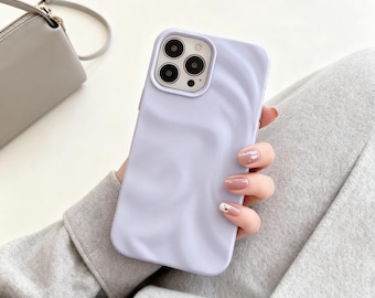Luxus Water Ripple Matte iPhone Hülle, Wellen Textur Silikon Handyhülle für iPhone 11 12 13 14 15 16 Pro Max, Minimalistische Candy Color Cover