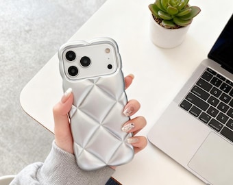 iPhone Hülle, Matte Diamant Muster, weiche Silikon stoßfeste Abdeckung für iPhone 17 16 15 14 13 12 11 Pro Max, stilvolle Mädchen Hülle