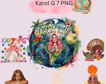 KAROL G PNG-bundel | Sublimatie Latin-popzanger | Karol G Clipart | Afdrukbare digitale download | Trendy muziek, png