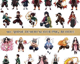 Anime Demon Slayer PNG-bundel | Demon Slayer-clipart | Anime-png-download | Mangastickers | Sublimatieontwerp