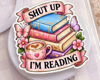 Shut Up I'm Reading MagSafe Phone Grip: Funny Bookish Quote Reader Aesthetic Magnetic Holder, Cute Book Lover Gift, Kawaii BookTok Kindle