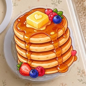 Pannenkoekenstapel MagSafe-telefoongreep: schattig brunchontbijt Esthetisch foodie magnetische telefoonhouder, kawaii dessertcadeau voor haar, Kindle-houder