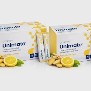 Mezcla para bebida de yerba mate Unicity Unimate – Sabor natural a limón (paquete de 2)