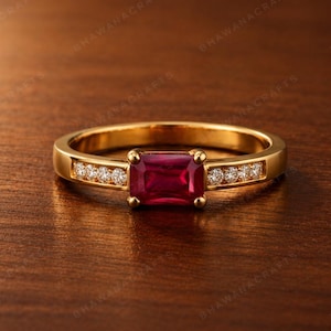 Anillo de rubí de plata de ley 925 – Elegante anillo con gema roja, anillo de promesa minimalista, regalo de joyería con la piedra de nacimiento de julio para ella.