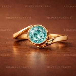 Anillo de aguamarina en plata de ley 925, anillo minimalista de piedra preciosa azul, anillo de promesa hecho a mano con engaste biselado, joyería de piedra natal de marzo