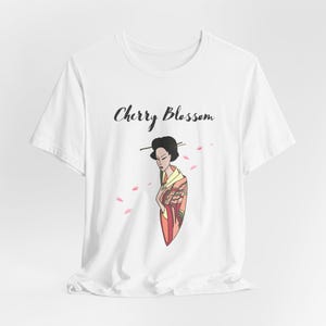 Cherry Blossom T-Shirt, Japanese Aesthetic Shirt, Geisha Art Tee, Sakura Spring Shirt, Minimal Japan Style Gift for Her