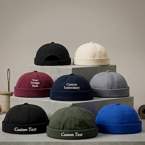 Individuell gestickte Docker-Mütze, minimalistische Streetwear-Mütze, personalisiertes Namenslogo