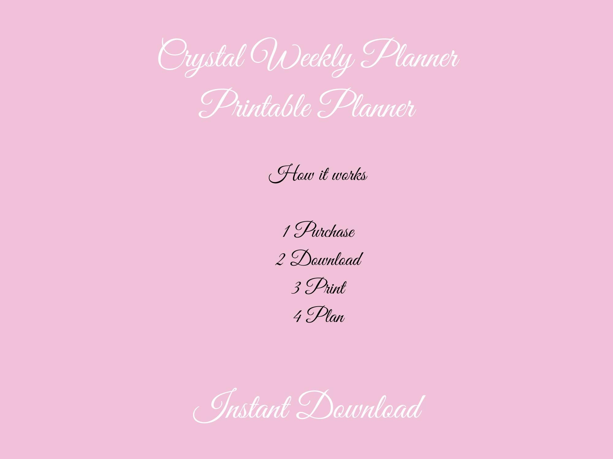 Crystal Weekly Planner Printable | Pink Weekly Planner | Cute Printable ...