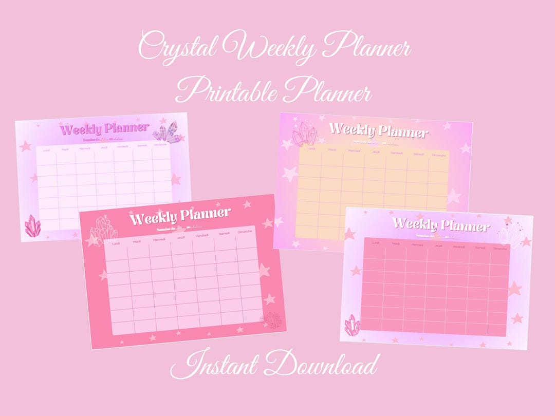 Crystal Weekly Planner Printable | Pink Weekly Planner | Cute Printable ...