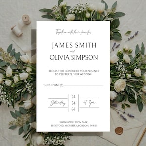 Plantillas elegantes y sofisticadas para invitaciones a la recepción de la noche de bodas.