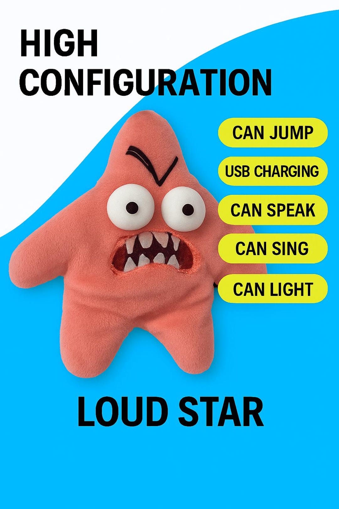 Star Fish Angry Angry Starfish Plush Toy - Talking Jumping Dancing Starfish, Repeat ...