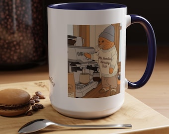 Mr. Noodles Cat Barista Mug | Accent Coffee Mug 11oz 15oz