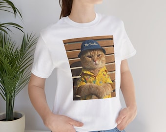 Mr. Noodle Cat in Bucket Hat Tee | Retro Kitty Photo T-Shirt