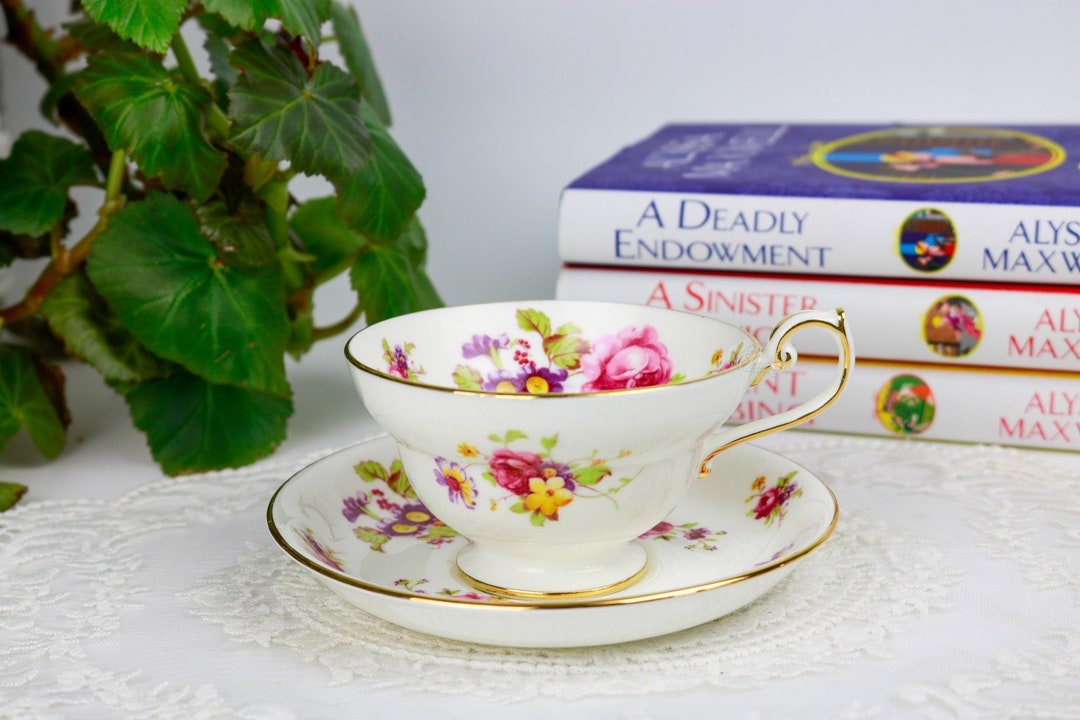 Hammersley Floral Teacup and Saucer, English Bone China Tea Cup and