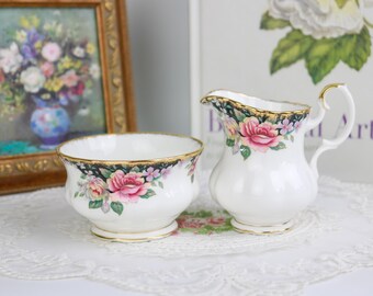 Royal Albert Concerto Vintage English Bone China Small Open Cream and Sugar Set
