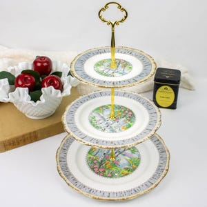 Royal Albert Silver Birch 3 Tiered Cake Stand, English Bone China Cake Stand, Replacement China, Afternoon Tea Party
