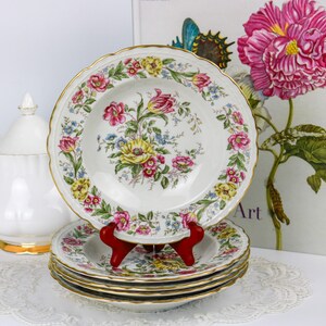 Royal Jackson Mayfair Zestaw 5 misek do zupy z rantem, angielskie talerze sałatkowe z porcelany kostnej, zamienna porcelana, zabytkowa porcelana
