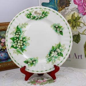 Royal Albert Flower of the Month May Plate, English Bone China Birthday Plate, Bone China Salad Plate with Lily of the Valley Flowers