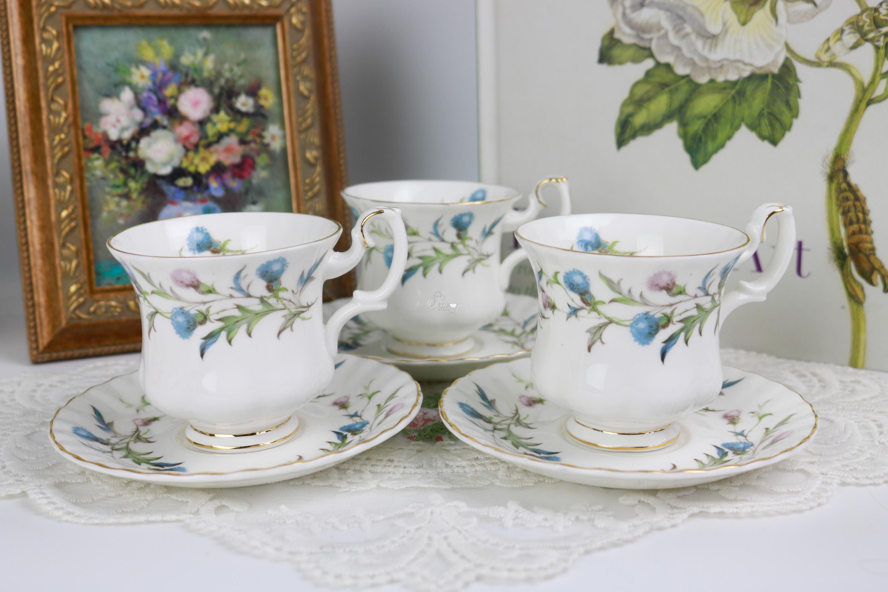 Set of Royal Albert Brigadoon Demitasse Cups and Saucers With