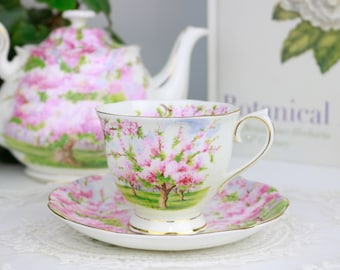 Royal Albert Blossom Time Teacup And Saucer, English Bone China Tea Cup and Saucer, Vintage Afternoon Tea Party