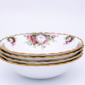 Set of 4 Royal Albert Celebration Coupe Cereal Bowl, English Bone China Bowl, Replacement China, Vintage china
