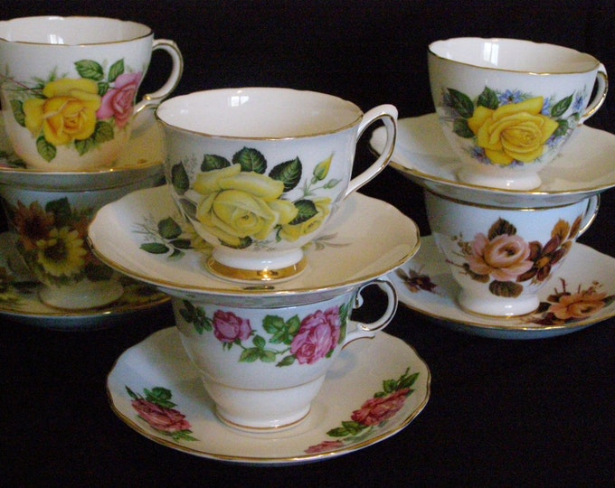 6 Matching Teacup Sets Tea Party Wedding Bulk Teacup Sets Etsy