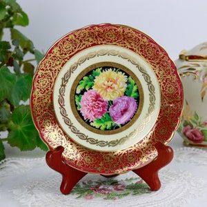 Paragon Red Replacement Saucer with Chrysanthemum Flowers, English Bone China Replacement Saucer, Vintage China, Replacement China