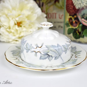 Royal Albert Silver Maple Butter Dish, English Bone China Vintage Butter Dish, Replacement China