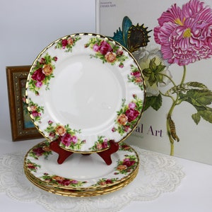 Royal Albert Old Country Roses Set of 4 Salad Plates, English Bone China Salad Plates, Replacement China, Vintage China