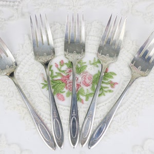 Set of 5 Silver Plate 6-inch Unmonogrammed Dessert Forks, Cake Forks, Afternoon Tea, Monogrammed Forks