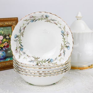 Set of 6 Royal Albert Vintage Brigadoon Coupe Cereal Bowl, English Bone China Bowl, Replacement China