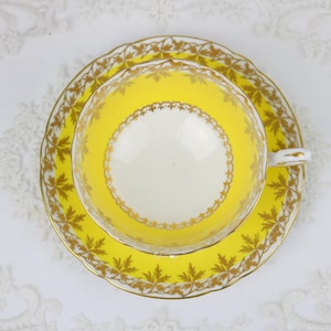 Shelley Yellow and White Teacup and Saucer, English Bone China Vintage Tea Cup and Saucer, Replacement China, Tea Party