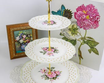 Royal Albert Marie Louise English Bone China Vintage 3 Tiered Cake Stand