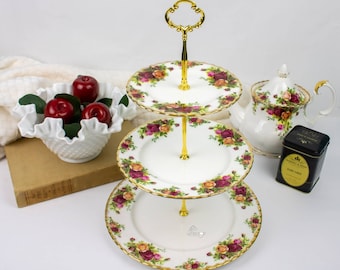 Royal Albert Old Country Roses 3 Tier Cake Stand, Replacement China, Tea Party