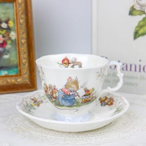 Royal Doulton Brambly Hedge The Birthday Teacup and Saucer, English Bone China Tea Cup, Replacement China