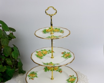Royal Albert Tea Rose 3-Tiered Cake Stand, English Bone China Cake Stand, Replacement China, Vintage Afternoon Tea Party