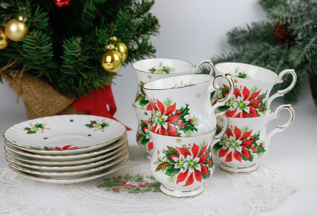Royalty noel Set of 6 Teacups and Saucers English Etsy